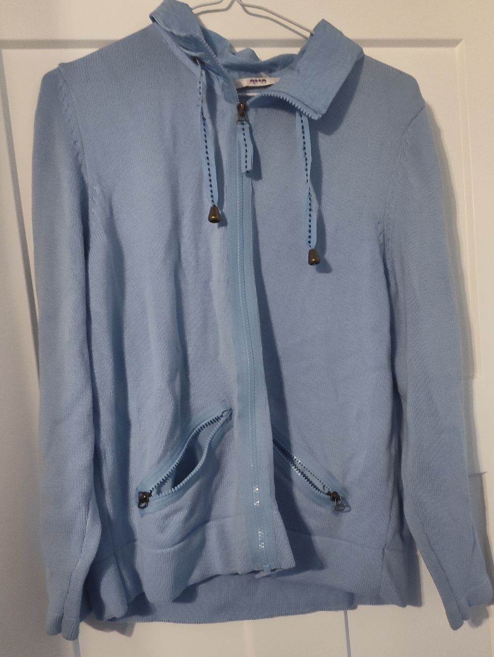 Alia Light Blue Zip-Up Hooded Sweater